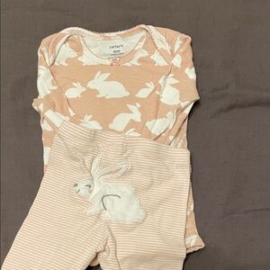 Carter's dusty rose Bunny Set